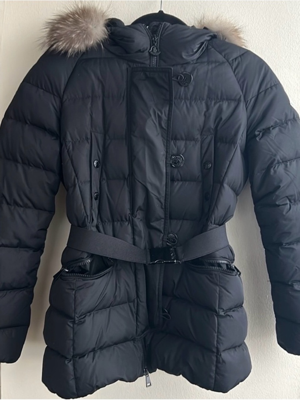 Moncler Genette Giubbotto Black Down Jacket Coat Size 1 Authentic